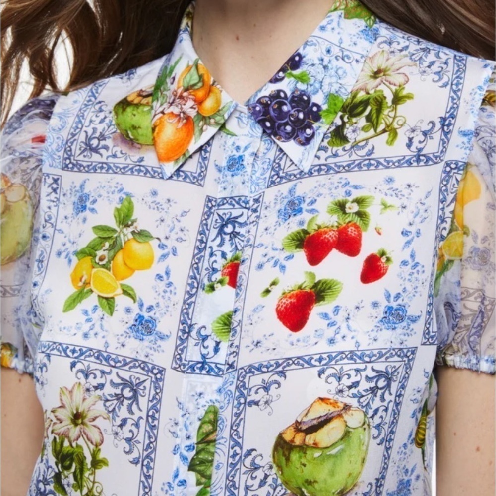 Alice + Olivia Willa Silk Shirt Fruit Market